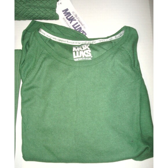 NWT New MUK LUKS Tall 3-Piece Quilted Shacket Lounge Set L Tall Sage Green Snaps - Picture 6 of 16